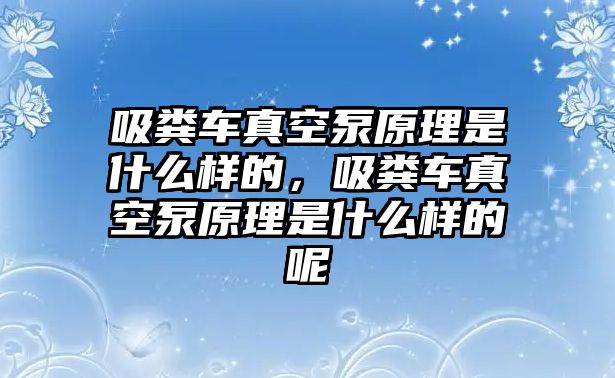 吸糞車真空泵原理是什么樣的，吸糞車真空泵原理是什么樣的呢